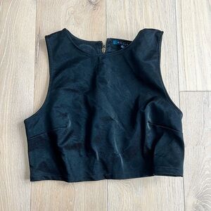 Black Sleeveless Faux Snakeskin Crop Top